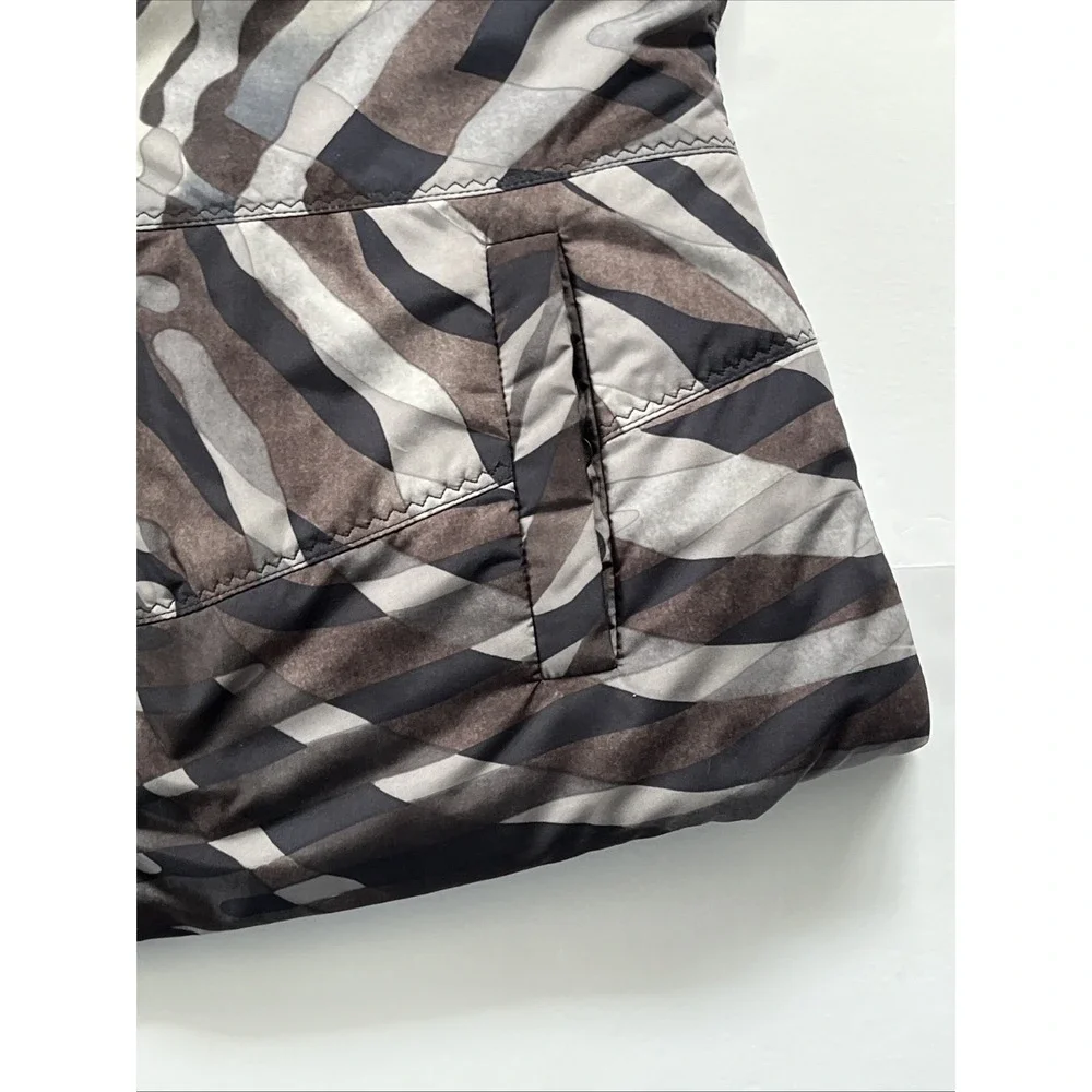 Elie Tahari Camo Puffer Quilted Vest Mock Collar Pockets Sz M Spring Evening - Picture 8 of 16